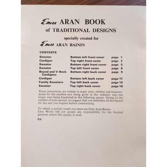 1970s Emu Aran Book of Traditional Designs B.25 Sweater Knit Pattern Fisherman - Picture 3 of 5
